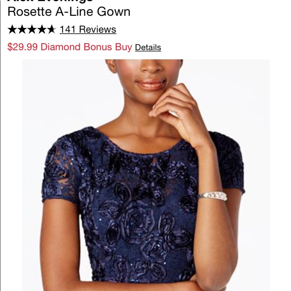 Brand new Alex Evenings Rosette A-Line Gown